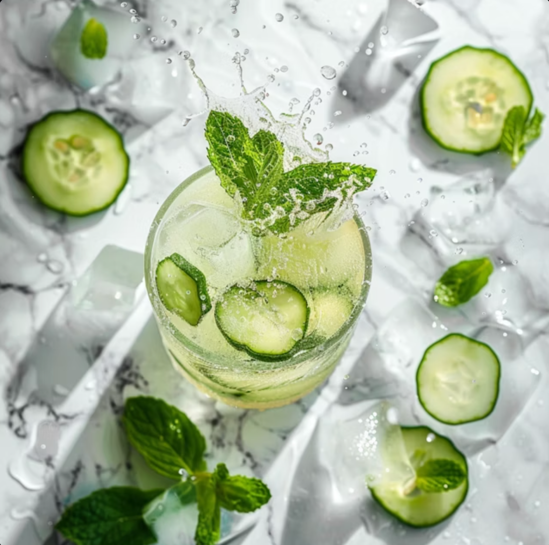 Refreshing drink with splash
